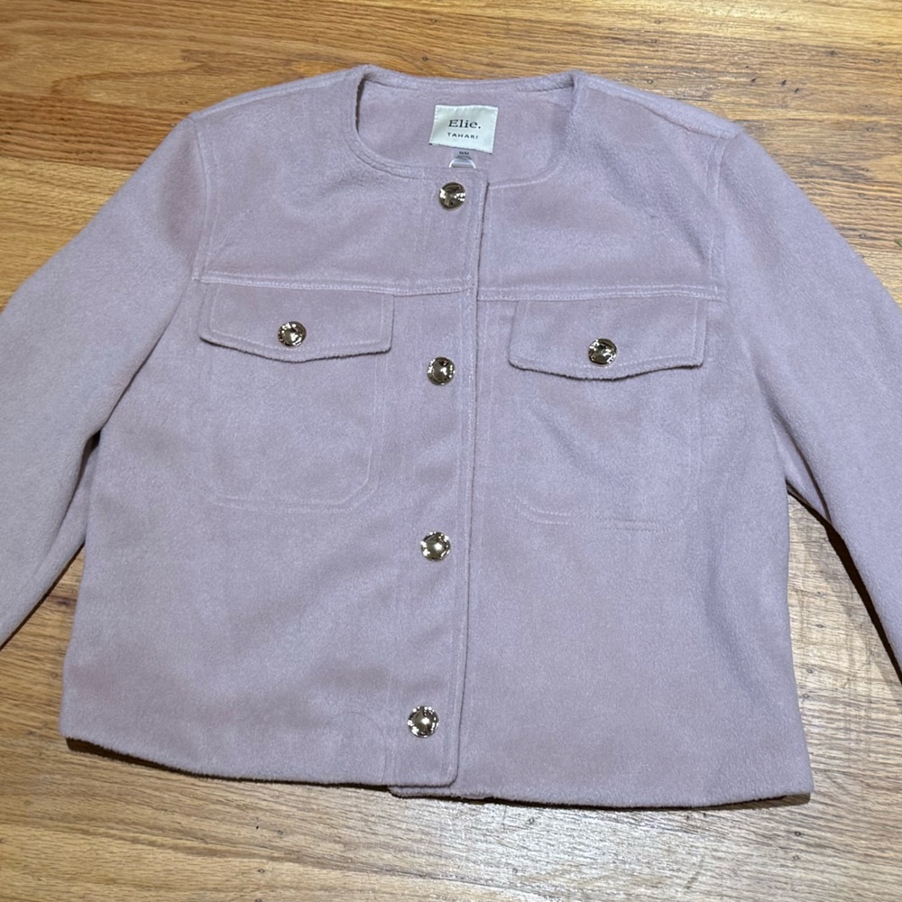 NWT - Elie Tahari Light Mauve Pink Button-Front Jacket (M)
